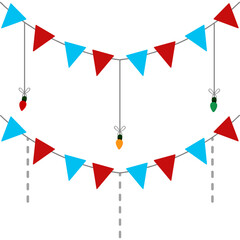 Fototapeta premium Illustration of Bunting and String Lights
