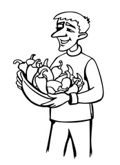 Vector illustration. Peter Piper picked a peck of pickled peppers