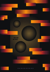 Gradient ribbons and circles. Modern gradient poster on a dark background. Cover template with bright, perspective geometric shapes.