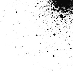 Black ink splatter on transparent background creates a dynamic and abstract design