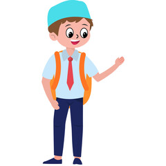 Illustration of a Boy Student with Backpack