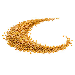 Obraz premium Vibrant golden mustard seeds cascade in a dynamic arc, perfect for culinary, health, or design projects.
