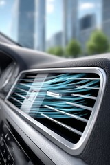 Modern Automobile Air Conditioner Interior Detail with Flow of Clean Cooling Air Through Vents