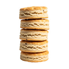 Delicious golden biscuit stack food photography image on transparent background