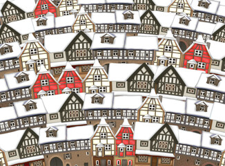 Christmas background.   Fabulous Christmas town. Highly realistic illustration.