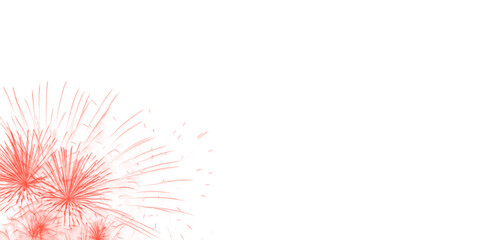 Coral fireworks isolated on transparent background, festive celebration and holiday concept