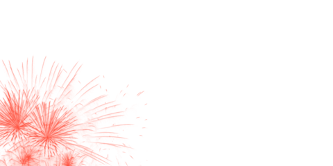 Coral fireworks isolated on transparent background, festive celebration and holiday concept