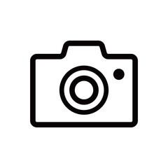 カメラのアイコン（シンプル／撮影マーク／白背景の線画デザイン）