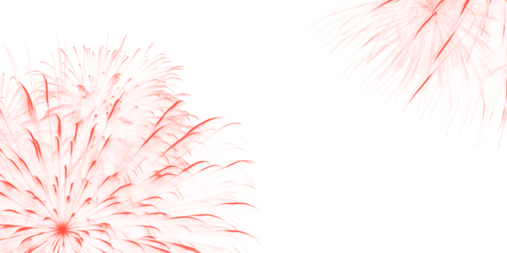 Red fireworks isolated on transparent background, festive celebration and holiday concept