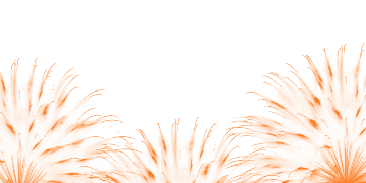 Orange fireworks isolated on transparent background create a festive atmosphere