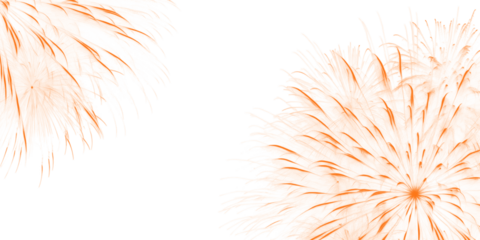 Orange fireworks isolated on transparent background, festive celebration and holiday concept