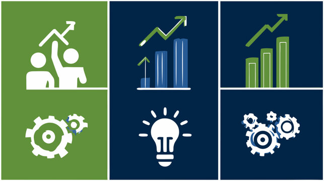 Visualizing Business Growth, Success, Innovation, and Teamwork: Essential Icons for Strategy and Development