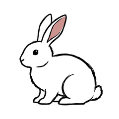 Obraz premium Simple rabbit profile with dusty pink inner ear, isolated vector