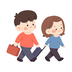 Illustration of Couple Traveling with Luggage
