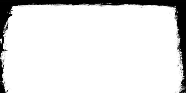 Dark grunge frame with rough edges isolated on transparent background for design use