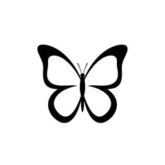 Black butterfly silhouette on a white background  