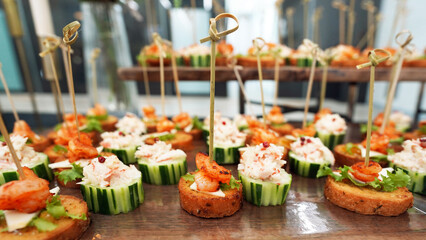 Elegant hotel buffet and reception food display for special event catering