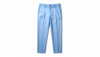 Light Blue Dress Pants on White Background Apparel Isolated Fashionable Trousers