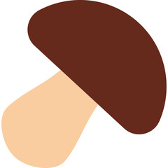 Simple illustration of a brown mushroom with a light tan stem on a transparent background