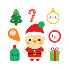 Charming cartoon christmas icons for festive designs