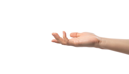 A hand reaching out, offering or receiving in a gesture of giving or taking
