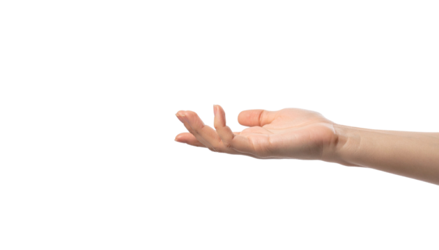 A hand reaching out, offering or receiving in a gesture of giving or taking