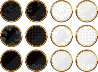 高級感のある和風フレーム12種セット　ブラック＆ホワイト