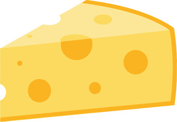 Delicious wedge of swiss cheese with holes perfect for food related projects isolated on transparent background
