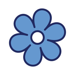 Flower Blue Outline Icon Vector for Nature and Botanical Design