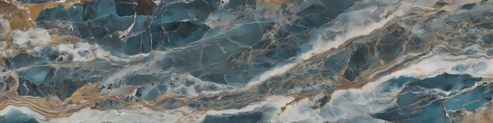 Elegant Aquamarine Marble Surface Texture with Striking Blue, White, and Orange Vein Patterns