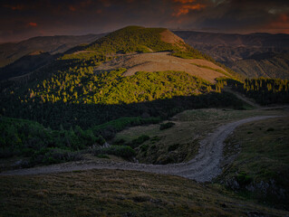 View  from a Hohe Veitsch mountain massive in Alps on a autumn day