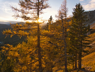 Beautiful autumn day on a Hohe Veitsch mountain in Alps
