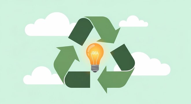 Innovative recycling symbol shining brightly embodying green solutions and creativity
