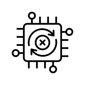 Icon for outdated firmware. There is a cross in the middle of the rotating arrow.