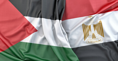 Flags of Palestine and Egypt. 3D Rendering