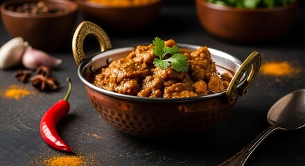 Delicious and aromatic Indian curry dish with vibrant spices presentation