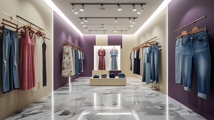 modern clothing boutique with clothes racks