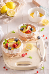 Delicious lemon curd made of citrus fruits and vanilla.