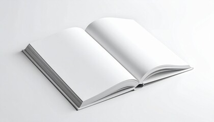 Open Blank White Book Mockup with Soft Shadow on Bright Background High Angle View for Design Template Presentation 120