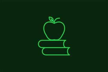 books and an apple illustration in flat style design. Vector illustration.	
