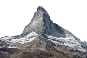 Naklejka premium Matterhorn peak with snow and rock on a transparent background, representing swiss alps tourism and adventure
