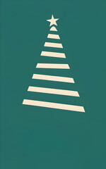 Minimal Line Christmas Tree – Simple Holiday Card Design with Star and Merry Xmas Text Space