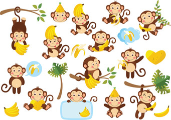 Monkey Collection of Playful Banana Lovers