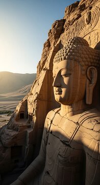 Ancient Buddha Statue in Bamiyan Valley, Afghanistan.