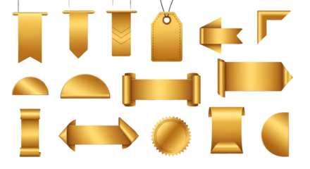Assortment of Golden Ribbons Tags and Seals banner