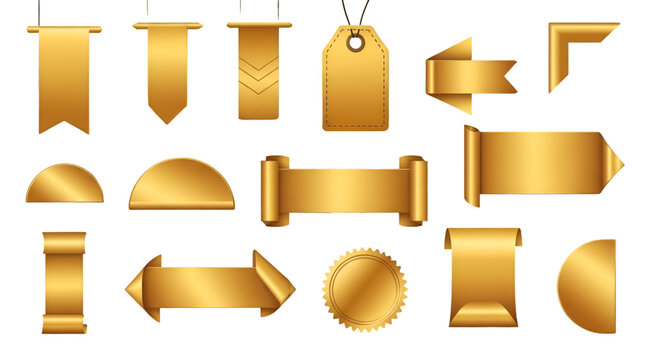 Assortment of Golden Ribbons Tags and Seals banner