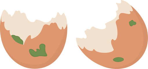 Organic Waste Illustration of Two Cracked Eggshells