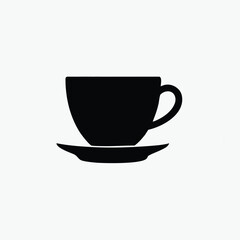  tea or coffee cup icon silhoutte vector template