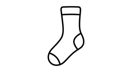 Simple hand drawn outline illustration of a single sock with a cuff and heel detail on a white background