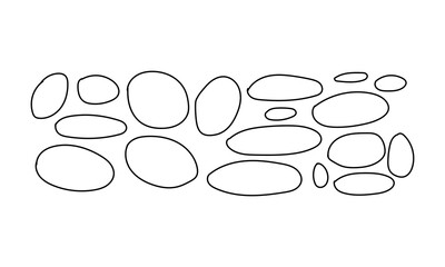 Hand Drawn Pebble Stone Outline Pattern Border,River Rocks, Cobblestone, Natural Background